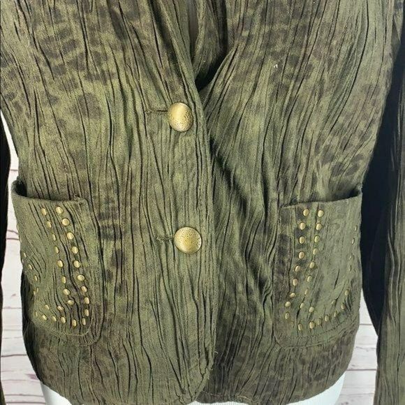 Reba Olive Green animal print Size Small Fitted Jacket blazer - Picture 8 of 12